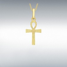 Genuine 9ct Yellow Gold 10mm x 22mm 'Ankh Cross' Pendant