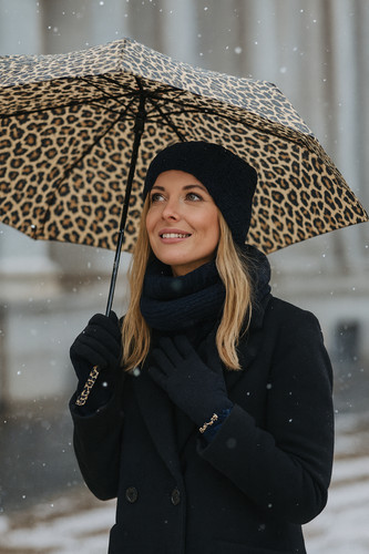 Ladies black leopard print - black,