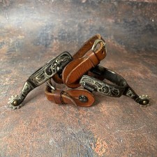 Set of 2 Western Style Cowboy Women’s 10 Point Boot Spurs Detailed Engraving
