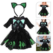  1 Set Kids Girls Cat Costumes Halloween Cat Dress Children Cosplay Cat Dress