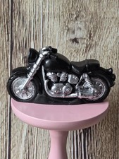 Handmade 3D Chocolate Figure - BLACK Motorbike - Cake Topper - Hand Painted