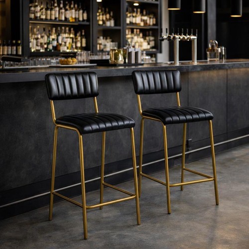 Diner bar stool black - black, leather