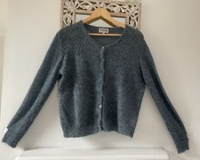 Beautiful Soft Denim mid Blue Mohair Mix Cardigan by Brora Size 16