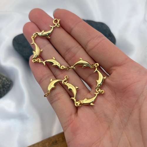 9ct yellow gold dolphin link - gold,