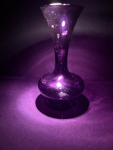 Old amethyst glass vase - glass,