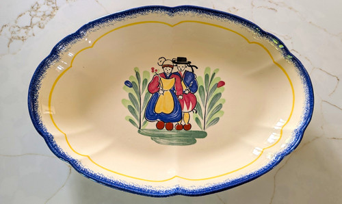 Vintage french faience oval - vintage,