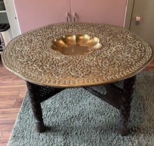 Antique moroccan brass tray - moroccan,