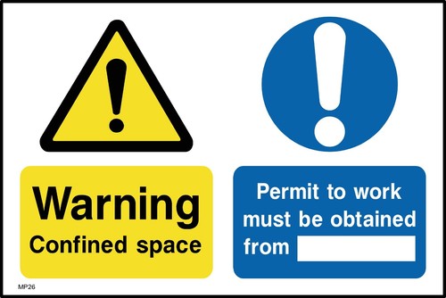 Warning confined space permit - warning,