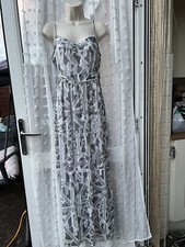 STUNNING UNION JACK CHIFFON MONOCHROME MAXI DRESS SZ 10 / 12 G21 CRUISE / HOLS