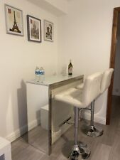 Elegant faux leather white  Bar breakfast Table & Two Bar Stools - Huge Bargain!