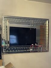 Floating Diamond Wall Mirror diamante Gems Crystal Silver Large 100 x 70cm