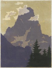 Carl Rotky (1891-1977) Pencil Signed Woodcut - Mountain Scene