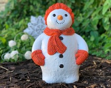 Stone snowman statue Concrete New Year`s figurine Christmas sculpture Lover gift