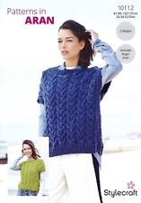 Stylecraft Aran Knitting Pattern - 10112 Ladies Cabled Tank Tops (2 Designs)