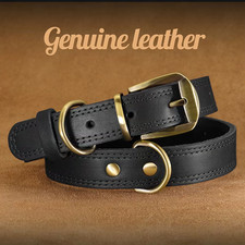 Genuine Leather Dog Collar Real Leather Durable Puppy Collars with Sturdy for Sm