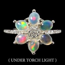 Silver Ring Opal Genuine Natural Mined Gems Solid Sterling Size O US 7.25