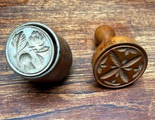 Antique Victorian Scottish Treen Butter Mould Press  +  Victorian Treen  Mould