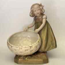 Royal Dux Bohemia Young Girl Figurine with Weaved Basket - model 2251 A/F
