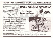 RAAM 1987 - ANOTHER MOULTON ACHIEVEMENT Postcard
