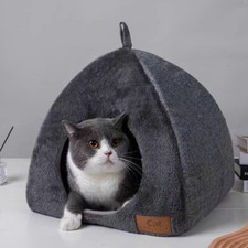 Soft Plush Cat Kitten Cave Bed