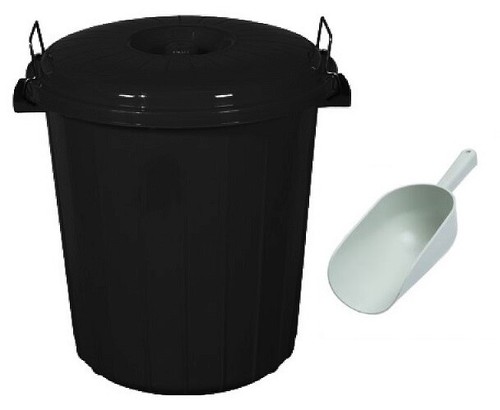 70l black plastic bin - plastic, kitchen