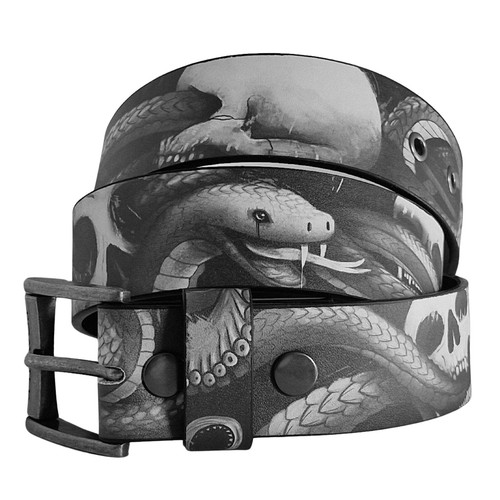 Snake eyes printed belt black - snake,