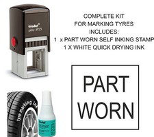 PART WORN TYRE MARKING KIT, SELF INKING RUBBER STAMP & INK, USED CAR TYRES AID
