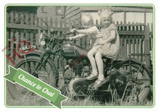 Picture Postcard:;Chance To Chat, Children on Royal Enfield Motorcycle (Repro)