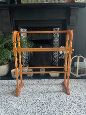 Vintage Free Standing Wooden Pine Towel Rail- one knob missing 