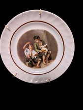 Vintage 1981 Jackson Custom China Decorative Plate Two Boys Eating Fruit Design