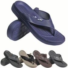 MENS CUSHIONED TOEPOST SANDALS FLIP FLOPS POOL BEACH SLIPPER WALKING MULE SHOWER