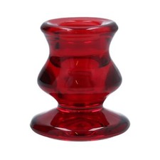 Candle Holder, Short Red Glass