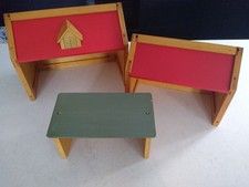 Solid Wooden Toy Farm Buildings Animal Barns / Tractor Sheds X3 VGC