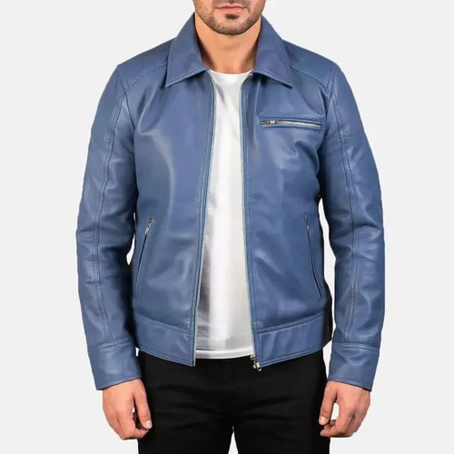 Men sky blue leather - sky,