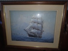 3D Sailing Ship Picture Blue