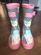 Joules Girls Welly Print Pink