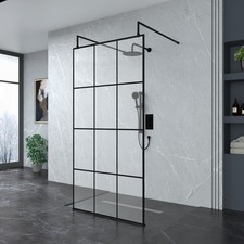 Black Grid Glass Walk In Wet
