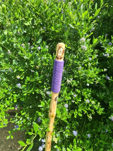 Wooden staff walking stick - wooden,