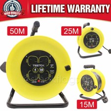 Heavy Duty 25/50m 4Way Gang Socket Extension Cable Reel Electrical Lead Socket