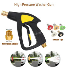 Short Pressure Washer Trigger Gun W/ M22-15mm + 5 Nozzle Tips for Karcher K2- K7