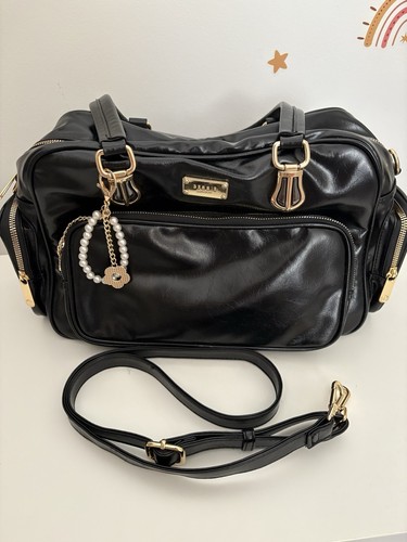 Bessie black handbag with gold - handbag,