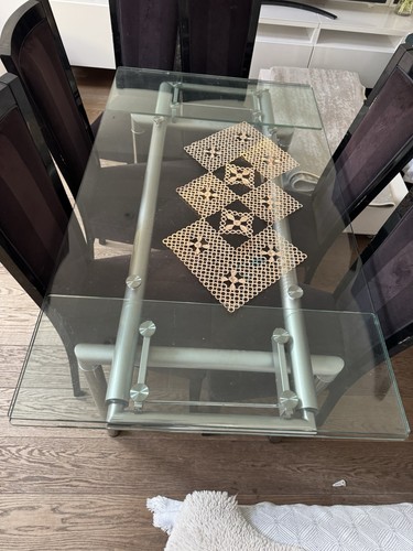 Extendable glass dining - dining, table