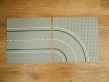 Lego Town – Two 32x32 Road Plates – A Straight & a curve – Vintage 1986