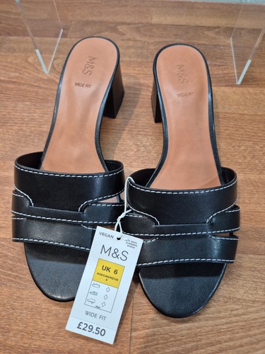 Ladies black faux leather - m&s,