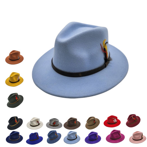 Men 100 wool felt fedora - wool,
