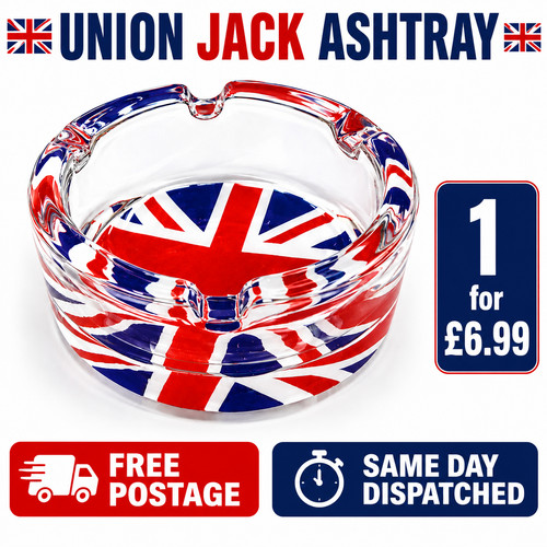 Union jack glass ashtray - union,