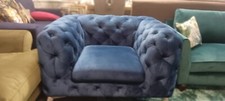 Blue CHESTERFIELD Button Back 126cm Wide Tufted Velvet  Single Sofa Armchair 