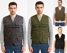 Mens WARM Thick QUILTED Waistcoat Thermal LINED Multi Pockets Fishing Hunting