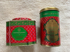 Set 2 Fortnum & Mason empty 200g xmas tea caddy 250g  xmas coffee tin red gold