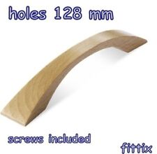 1 x Oak Wood Handle, Kitchen door, Drawer Solid, Holes 128 mm